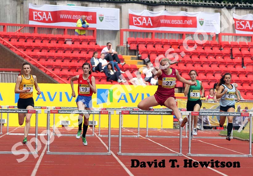 Hayley McLean (Essex) wins the 400 metres Hurdles.
